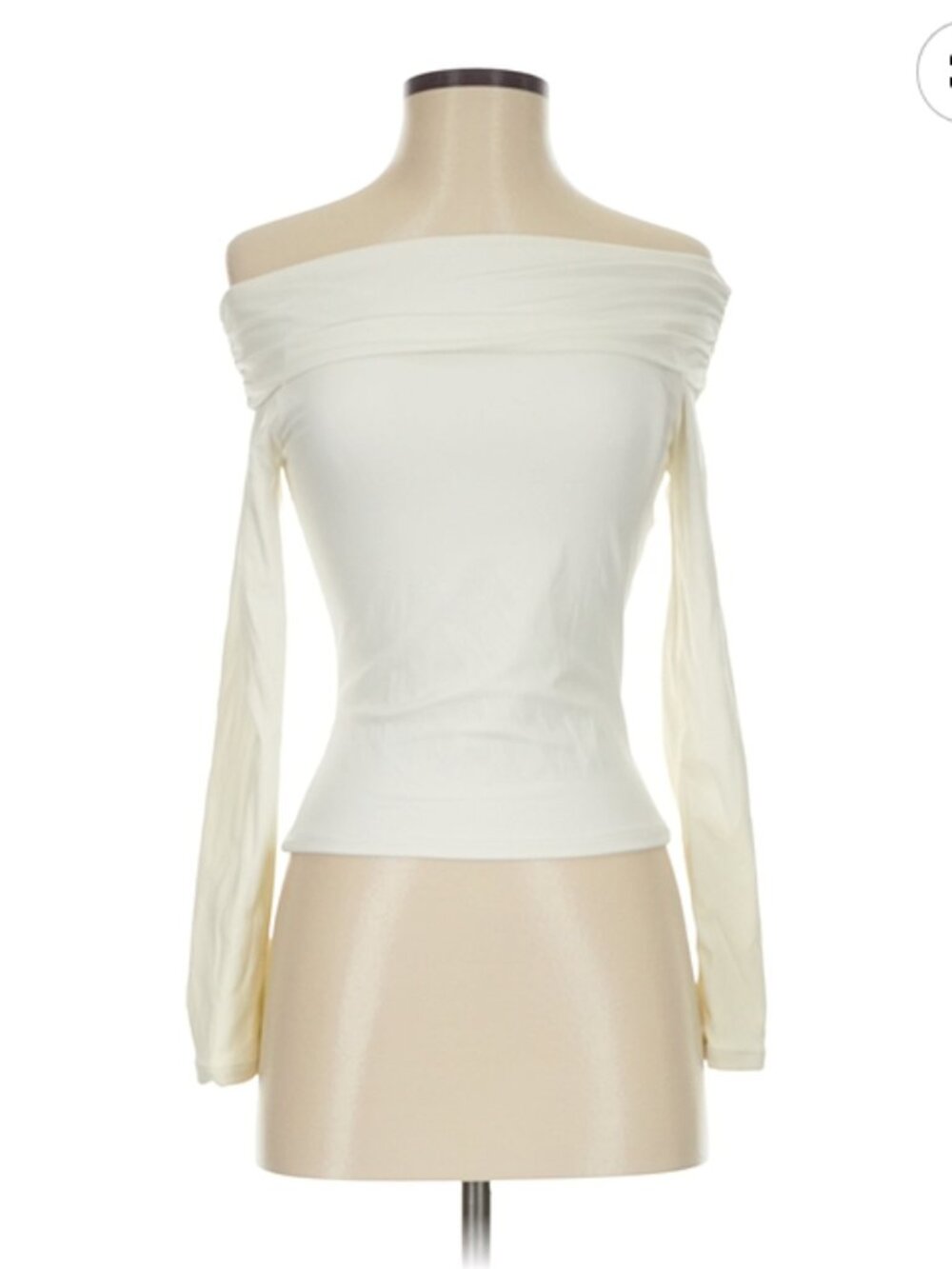 Qinsen Size XS Ivory Off the Shoulder Long Sleeve Top